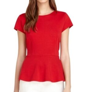 Meaneor Red Peplum knit top size large new